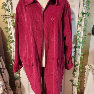 Preowned Womens Willow Lane Red Corduroy Coat, Blazer, Jacket